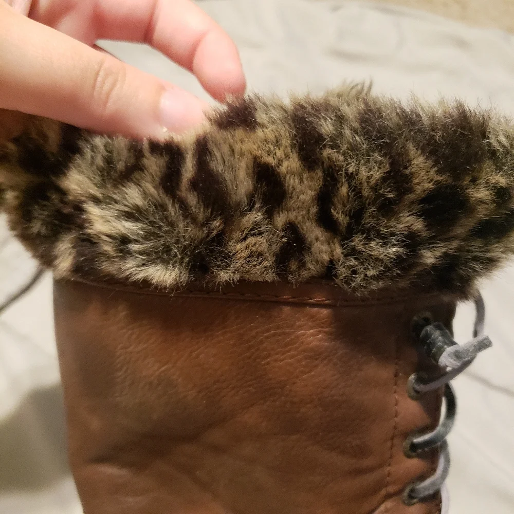 Sperry Girl Brownblack Topsider Saltwater Duck boots fauxfur lining Waterproof 3
